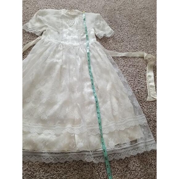 Vintage 90s Jessica McClintock Ivory Lace Floral Dress Girls Size 10 Mock Neck - Picture 7 of 13